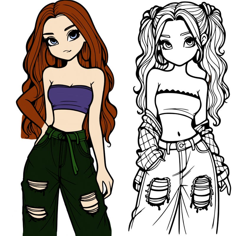 2 girls in crop tops and baggy jeans ripped