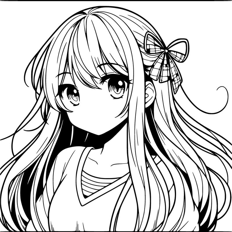 manga girl with  long hair