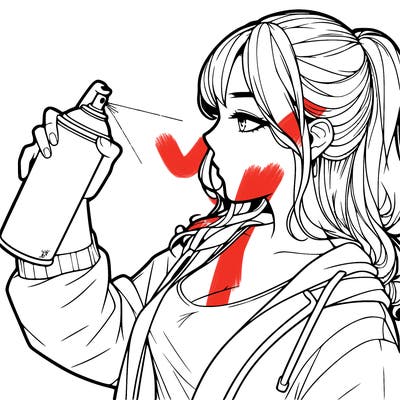 a realistic girl spray, painting