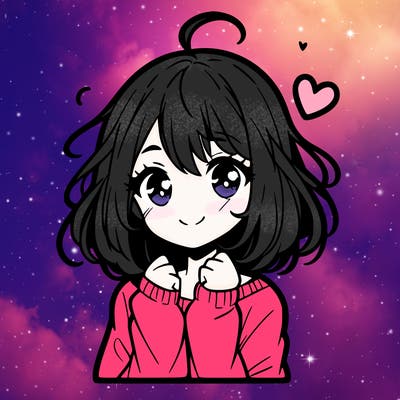 a manga girl with a heart for hair