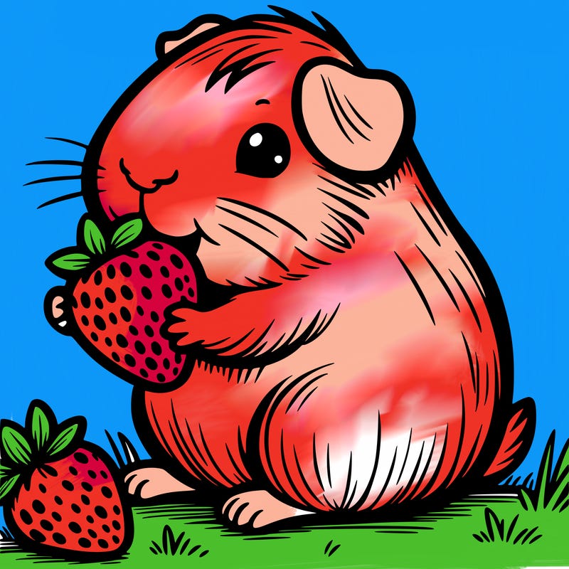 guinea pig eating a strawberry