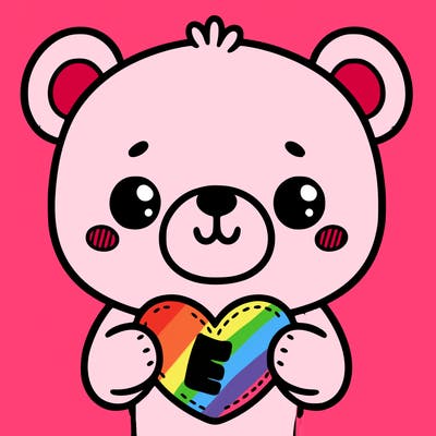 an adorable bear holding a heart
