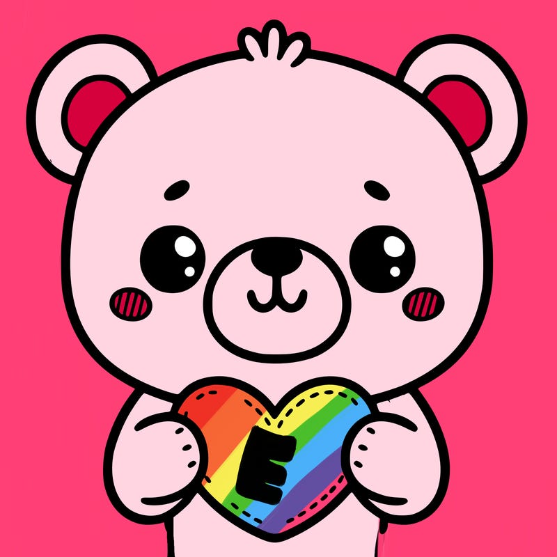 an adorable bear holding a heart