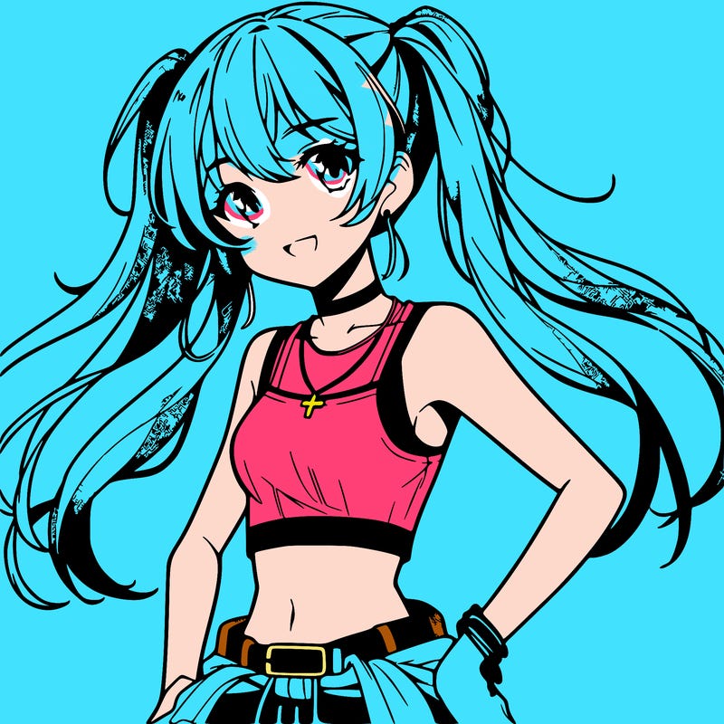 anime girl wearing crop top