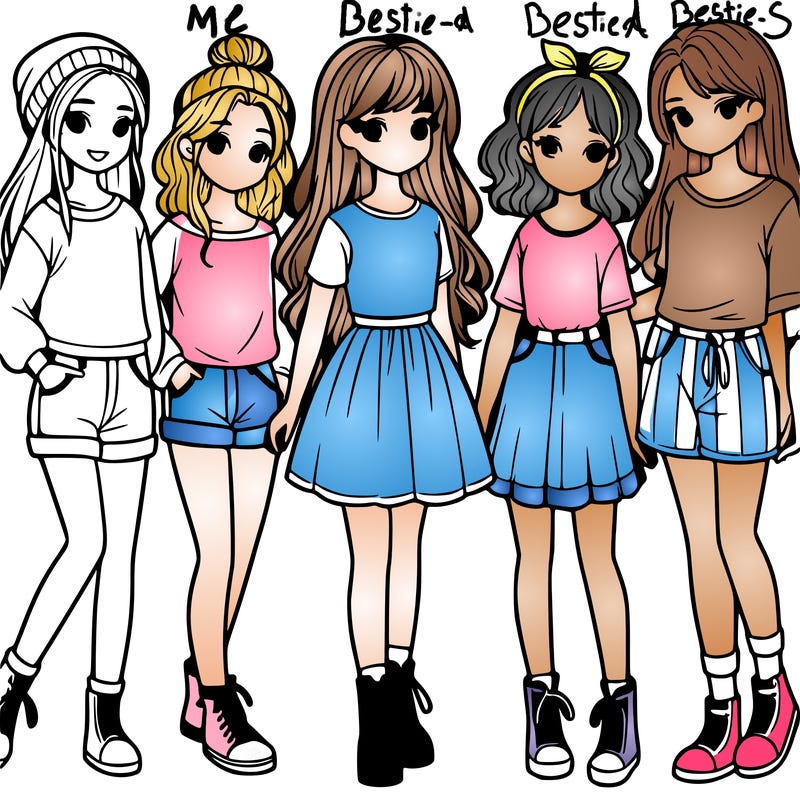 a group of five girls