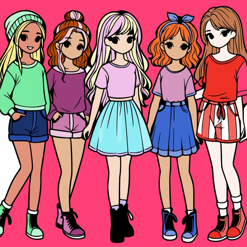 a group of five girls