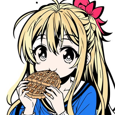 anime eating waffle