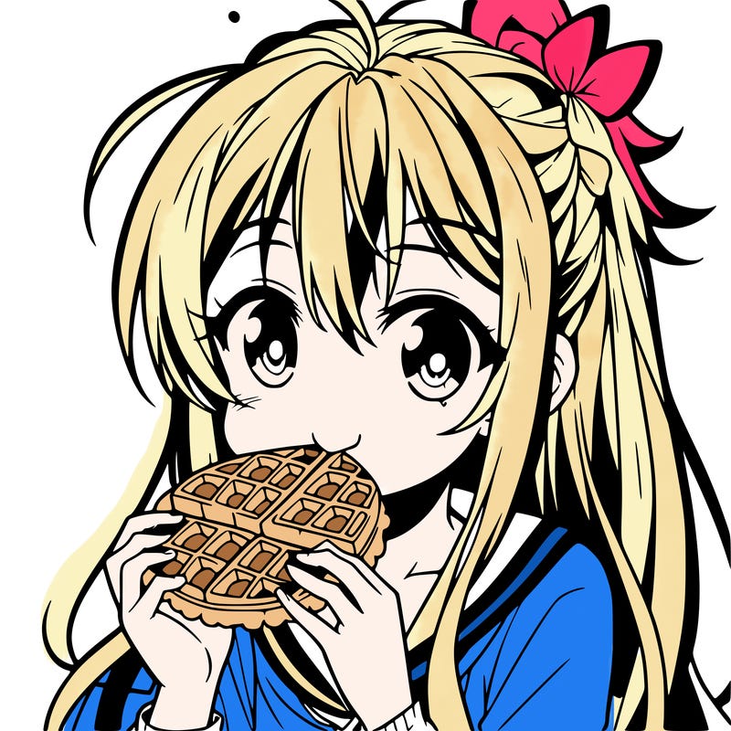 anime eating waffle