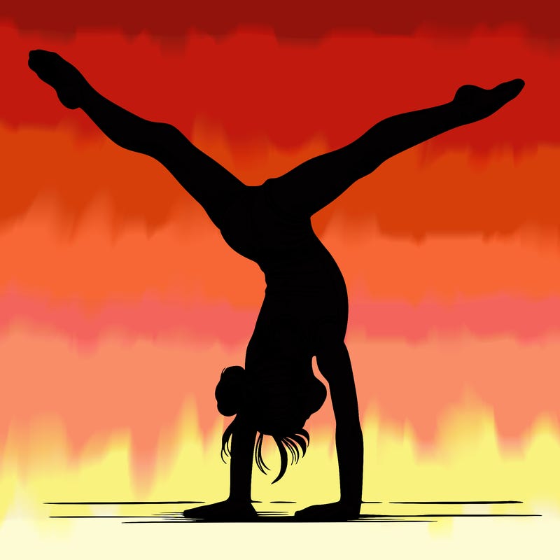realistic gymnastic hand stand girl in four splits