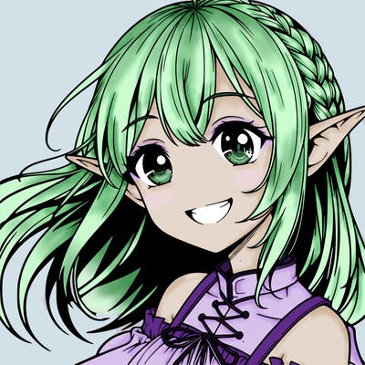 realistic anime elf girl smiling
