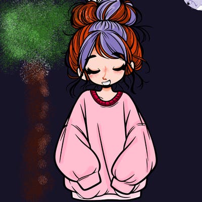 girl with baggy sweatshirt and messy bun