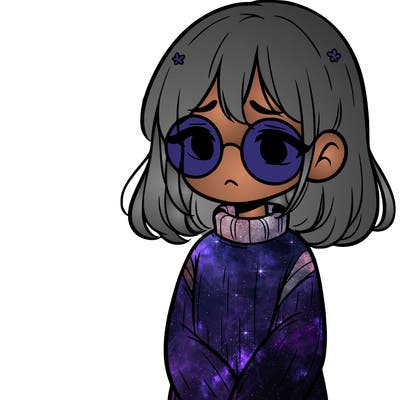sad girl with glasses in a sweater