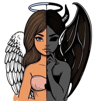 realistic angel half demon