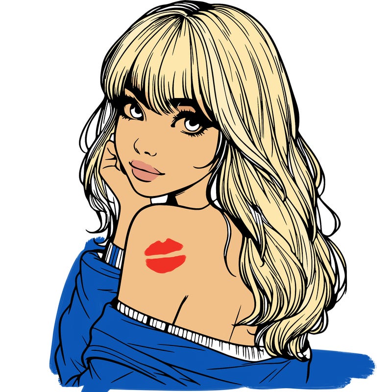 realistic girl with bangs looking over her shoulder