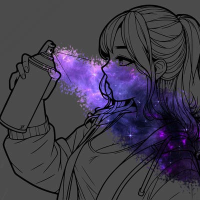 a realistic girl spray, painting