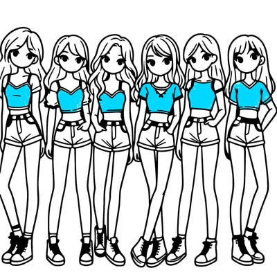 a group of girls wearing crop tops and shorts