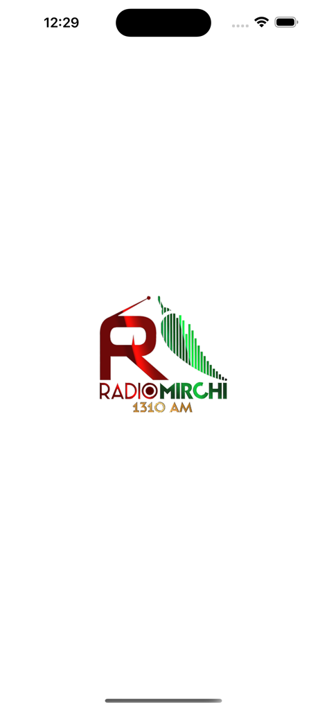 Radio Mirchi 1310 AM - Radio Mirchi 1310 AM app splash screen featuring the red and green station logo