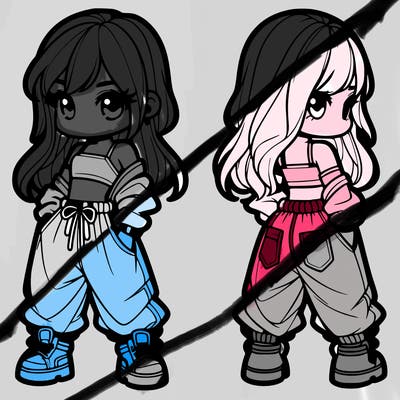 girl in crop top and baggy pants