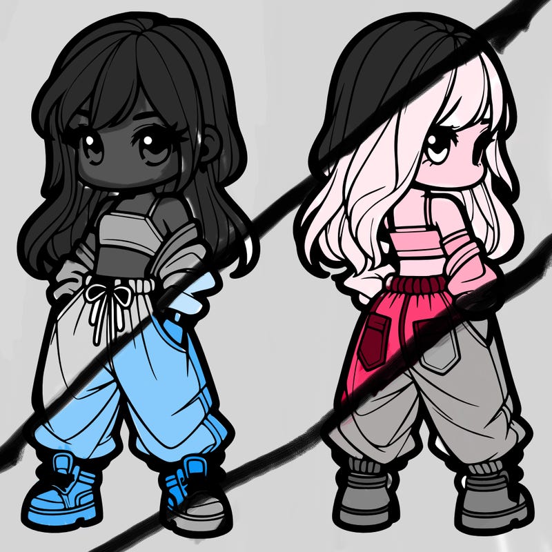 girl in crop top and baggy pants