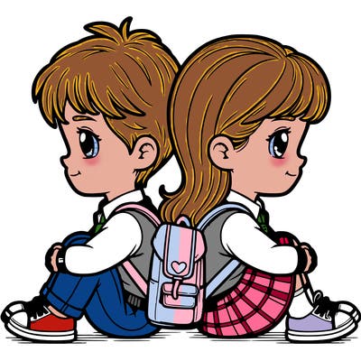 boy and girl back to back