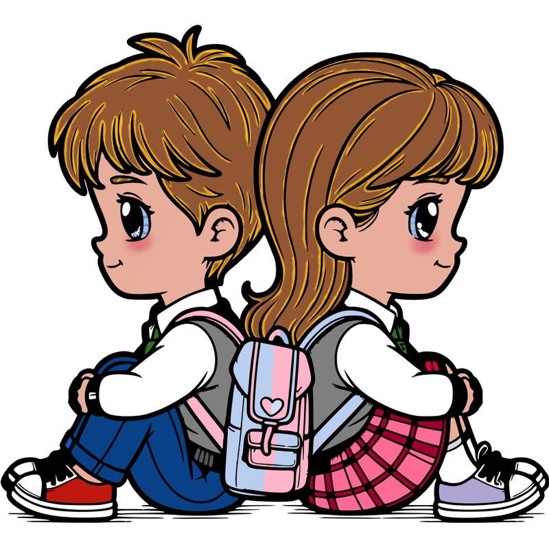 boy and girl back to back