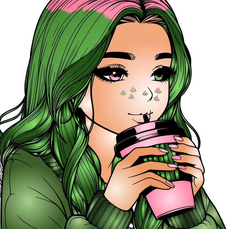 realistic girl drinking coffee