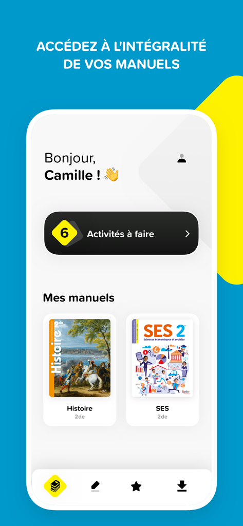 Belin Éducation – Manuel max - Home screen of Manuel max app displaying student textbooks and activities
