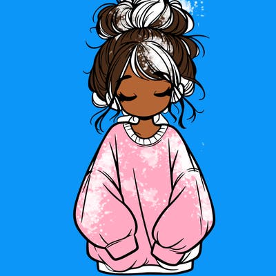 girl with baggy sweatshirt and messy bun