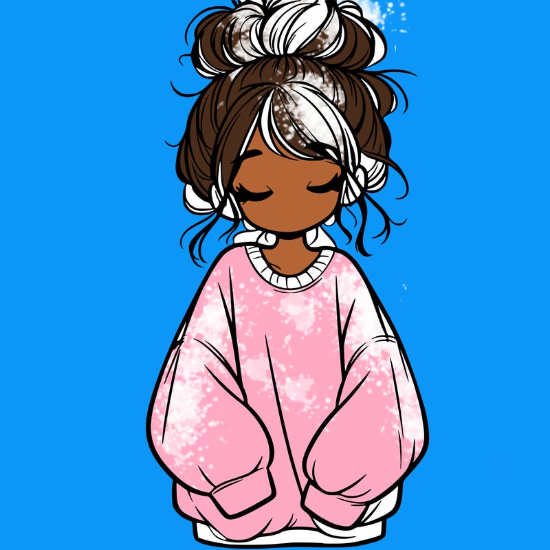 girl with baggy sweatshirt and messy bun