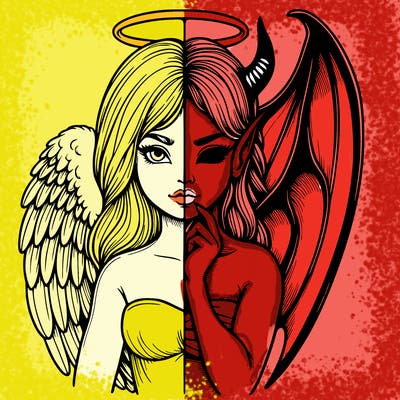 realistic angel half demon