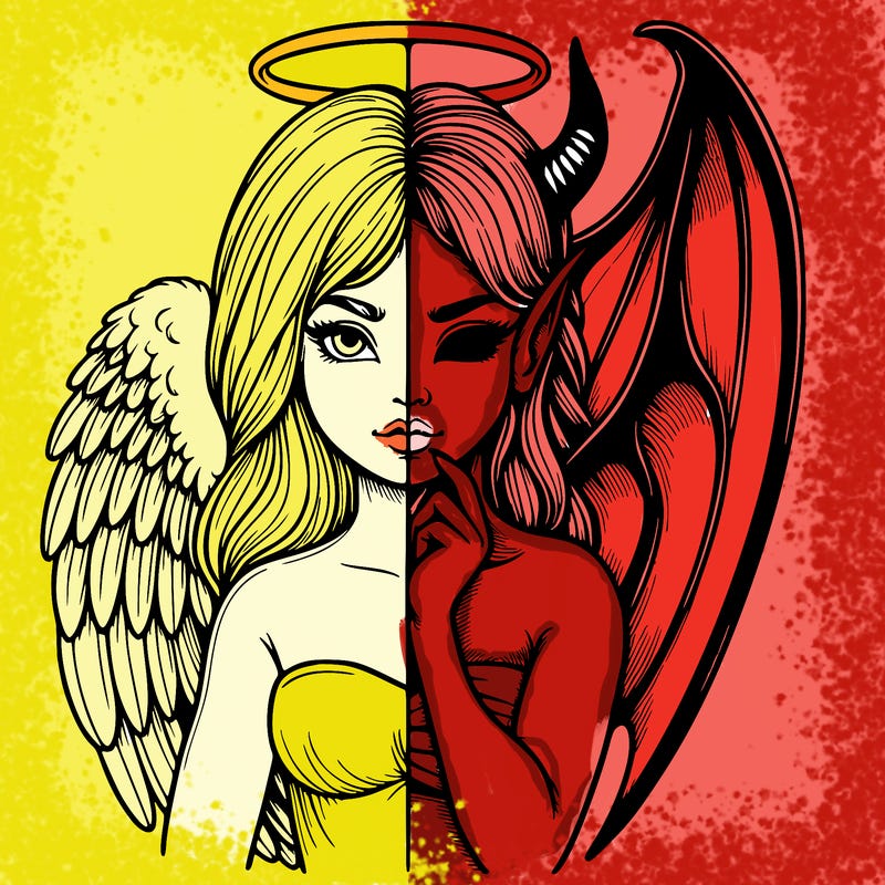 realistic angel half demon