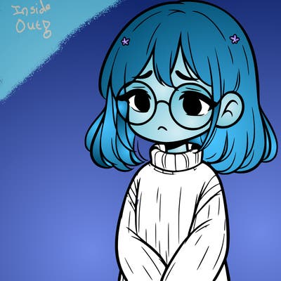 sad girl with glasses in a sweater