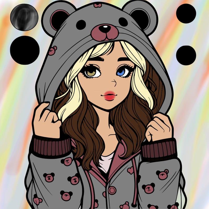 realistic girl in a animal pjs hoodie
