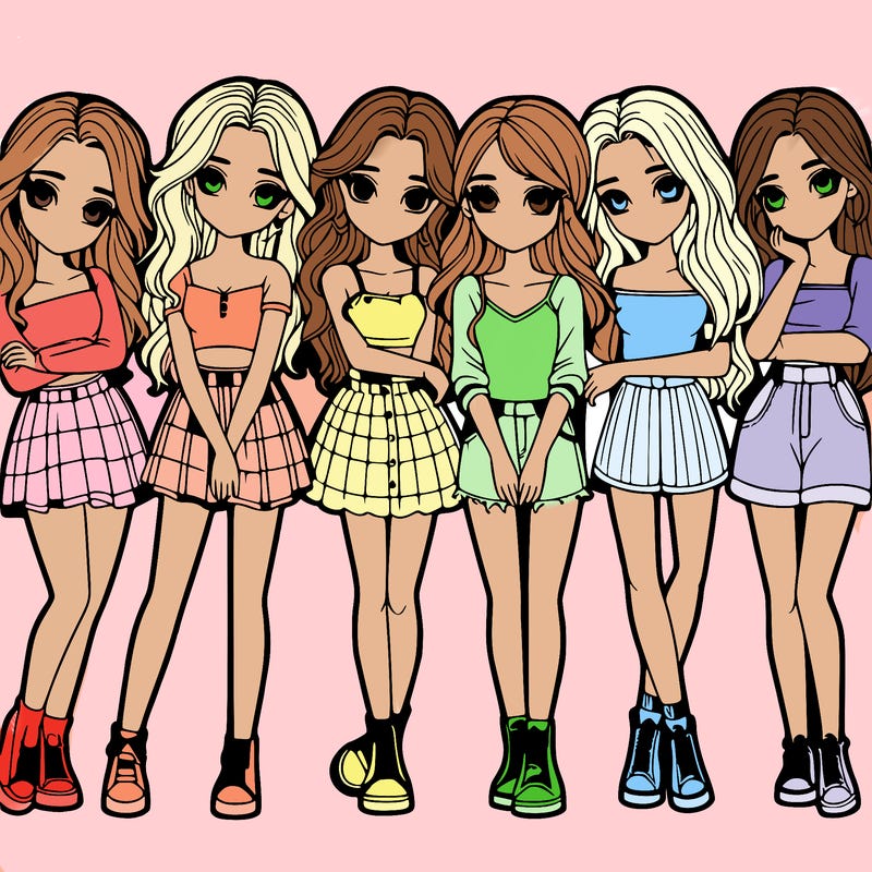 a group of girls realistic