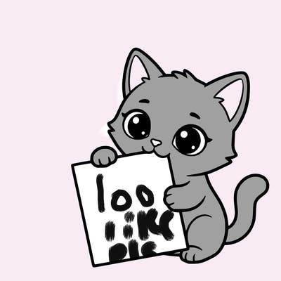 a small cat with a blank sheet of paper in its hand. the cat is sooooooo cute!