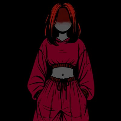 realistic girl faceless with baggy pants and a crop top