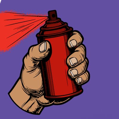 spray paint realistic hold by a hand