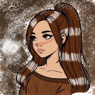 realistic girl with a high ponytail