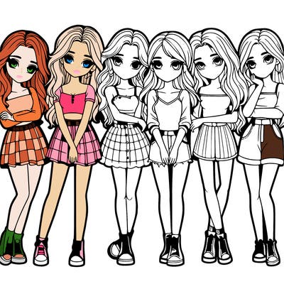 a group of girls realistic