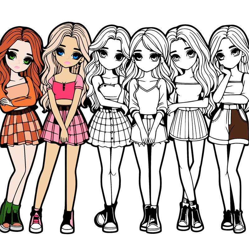 a group of girls realistic