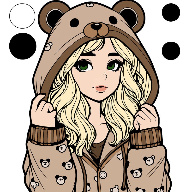 realistic girl in a animal pjs hoodie