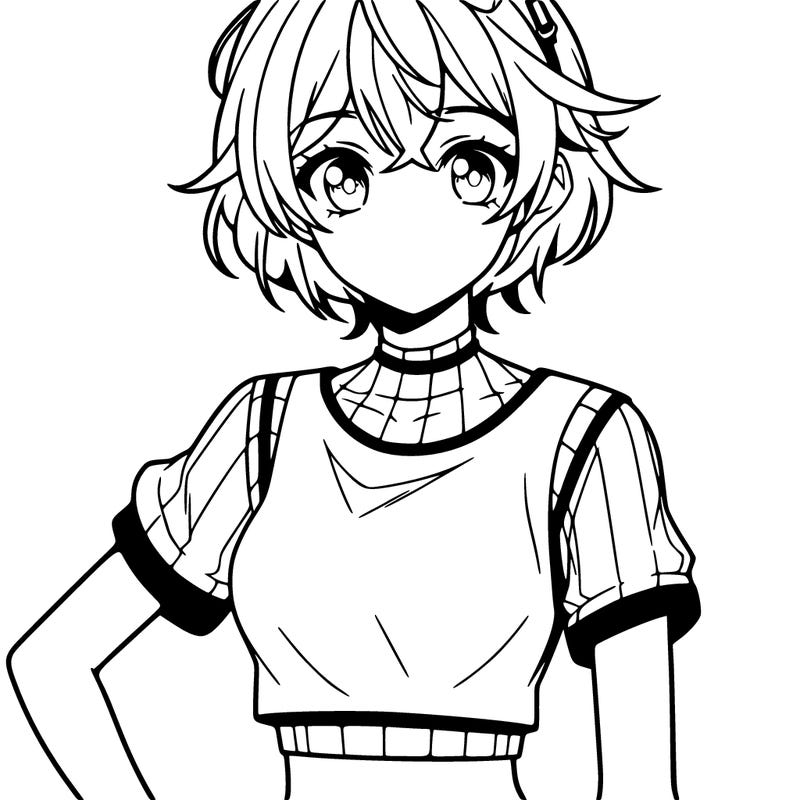 anime girl with crop top