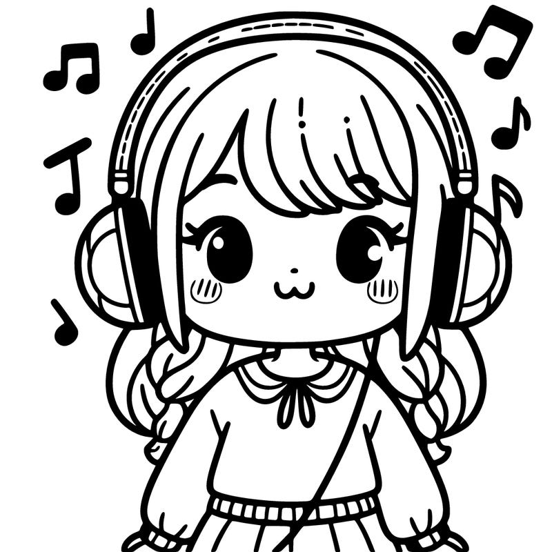 cute girl listening to music