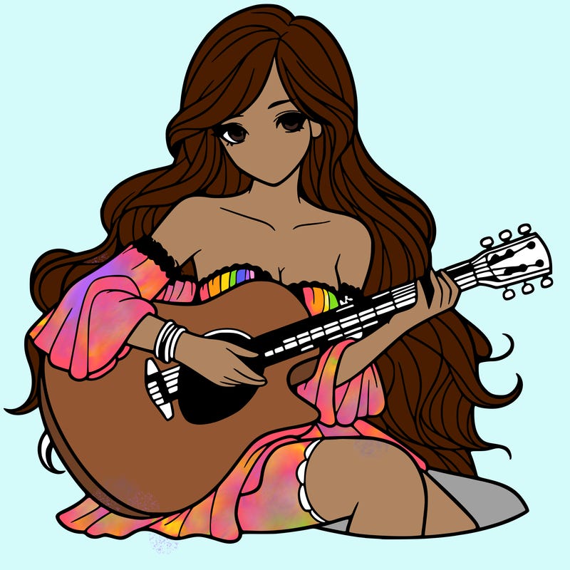 beautiful girl playing the guitar