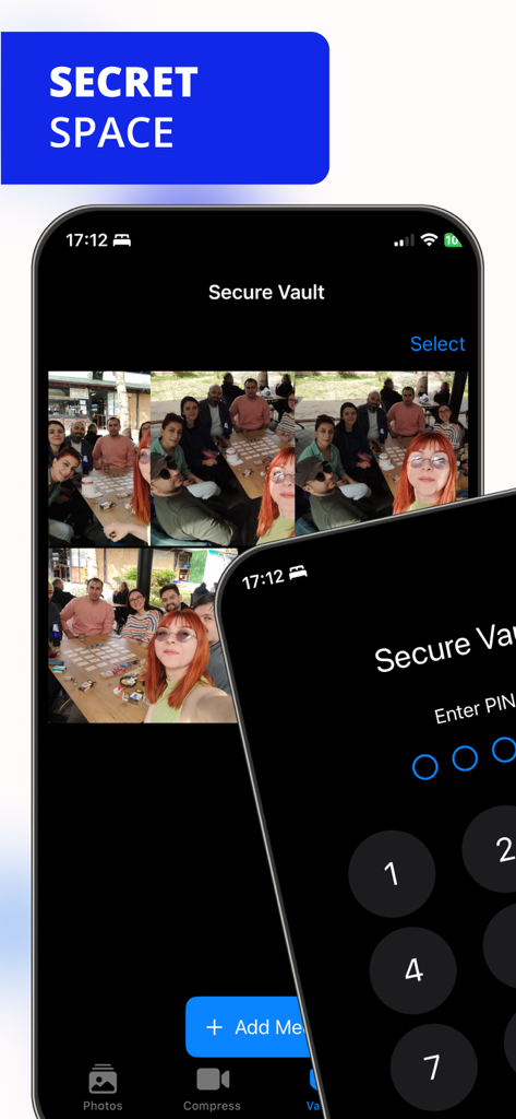 PINで写真を保護するためのCleanup Storage Cleanerアプリのセキュアプライベートボールト機能