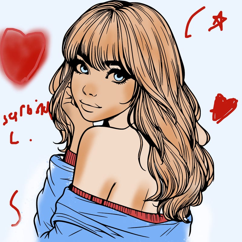 realistic girl with bangs looking over her shoulder