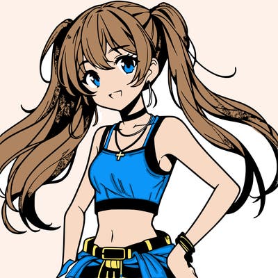 anime girl wearing crop top