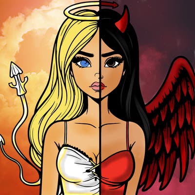 devil vs angel realistic girl