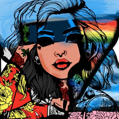 realistic girl with tattoos all over