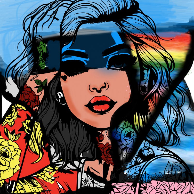 realistic girl with tattoos all over